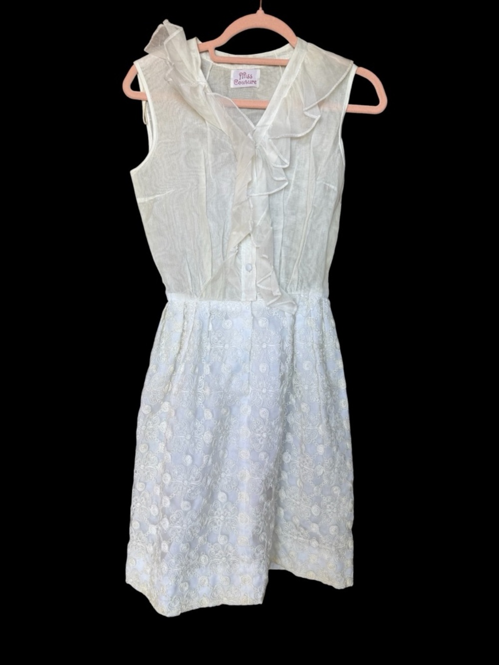 Miss Couture White Ruffle Sleeveless Mini Dress